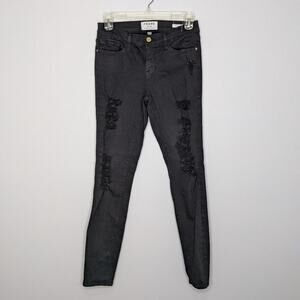 Frame Black Distressed Le Skinny de Jeanne Jeans